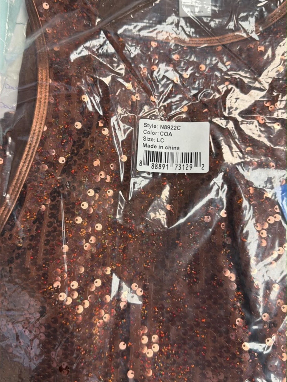 Double Platinum Boys Dance Costume Tank Top Sequin Cocoa Size Child Large (LC)